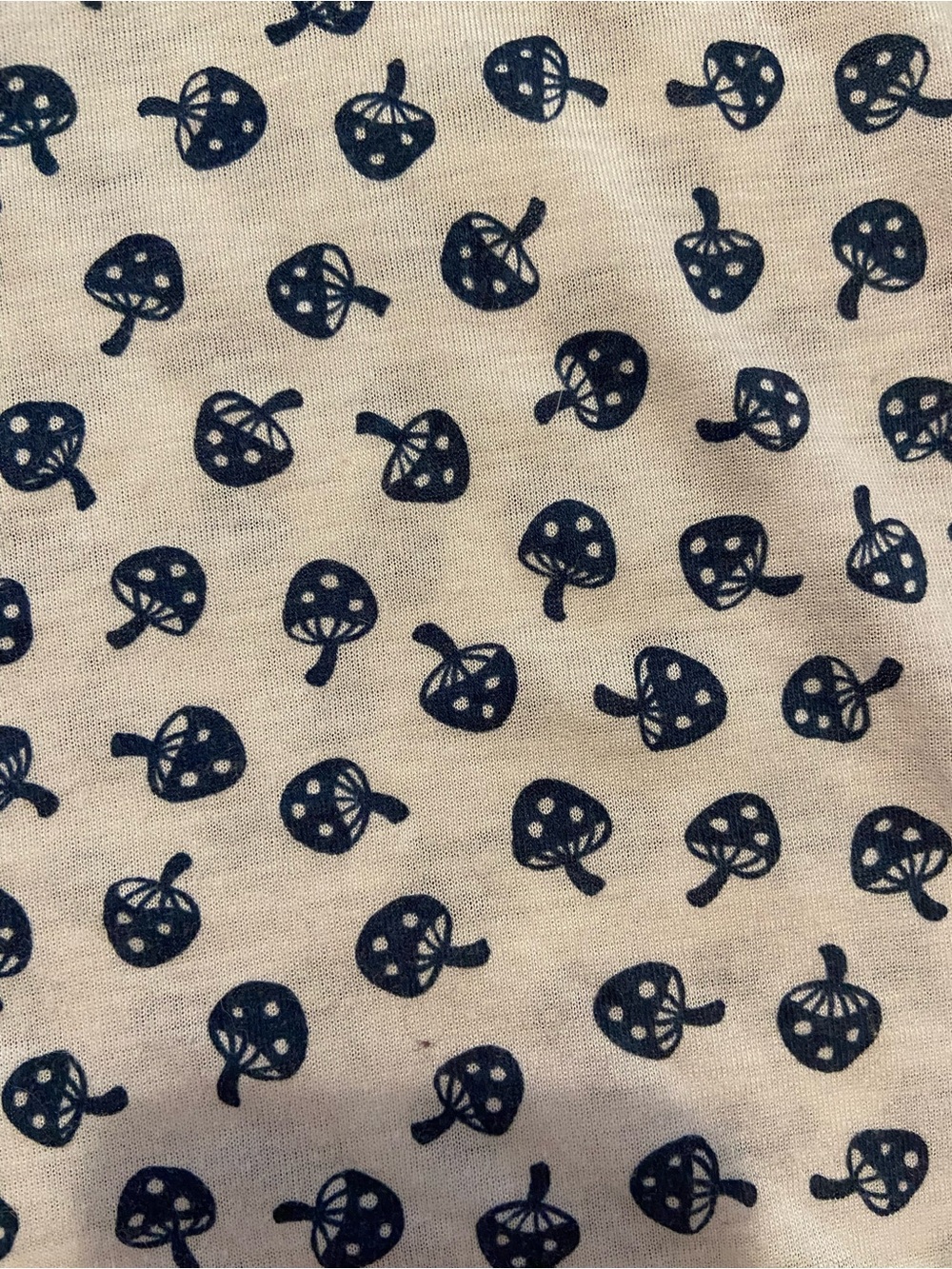 White and Navy Short-Sleeve Mushroom Midi Dress with Button Placket - Picture 4 of 9
